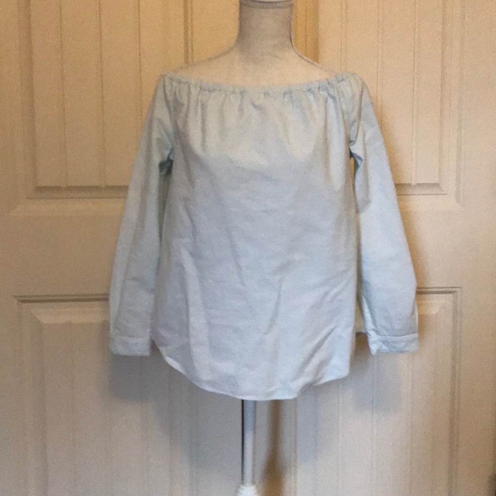 Rag & bone Off-the-shoulder bleached chambray top